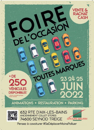 Le Groupe Maurin organise sa Foire de l’Occasion du 23 au 25 Juin zone du Treige à Seynod !